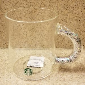Starbucks clear glitter handle mug